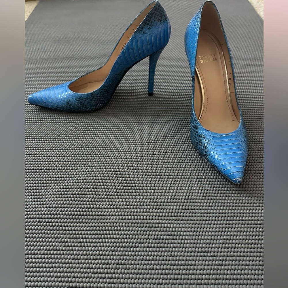 Stuart Weitzman Blue Python Pumps - image 5